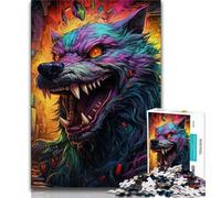 Jigsaw Puzzles for Teenagers 1000 Pieces Psychedelic Wolf Teenager Jigsaw,Educational Toy Funny Family Games Unique Home Decor (size 75x50cm)
