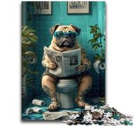 Jigsaw Puzzles for Teenagers 1000 Pieces Pug Sitting on The Toilet Educational Game Challenge Toy Wall Decoration Unique Birthday And Xmas Gifts 50x75cm