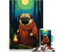 Jigsaw Puzzles for teenagers 1000 Pieces Pug Wizard Retro Pixel Art Quizspiel Lernspiel für Geburtstag, Weihnachten52x38cm