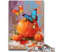 Jigsaw Puzzles for Teenagers 1000 Pieces Pumpkins And Butterflies 1000 Pieces for Teenagers,Stress Reliever Difficult Challenge Secret Santa Gifts (38x26cm)