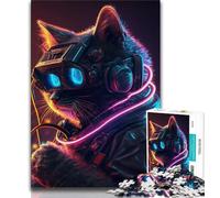 Jigsaw Puzzles for Teenagers 1000 Pieces Punk Human Cat 1000 Piece Jigsaw,Artistic Wall Decor & Birthday Gift Idea for Friends, Home Office 75x50cm