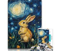 Jigsaw Puzzles for Teenagers 1000 Pieces Rabbit Under The Night Sky,Stress Reliever Staycation Kill Time Wishlist with Santa Claus (38x26cm)