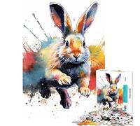 Jigsaw Puzzles for Teenagers 1000 Pieces Rabbit Watercolor Challenging Game Toys Educational Game Enhance Memory Secret Santa Gifts (Size 38x52cm)