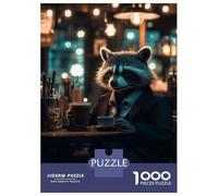 Jigsaw Puzzles for Teenagers 1000 Pieces Raccoon And A Cuppa Tea Jigsaws for Adults Fun Games For Family Fun for Is Ideal As A Gift 70x50cm/1000pcs