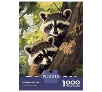 Jigsaw Puzzles for Teenagers 1000 Pieces Raccoon Illustration Jigsaws for Adults Relaxing Games Analysis And Logic Difficult And Challenge 38x26cm/1000pcs