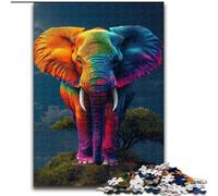 Jigsaw Puzzles for Teenagers 1000 Pieces Rainbow Elephant,Toys Educational Games Stress Relieving Parent-child Interaction 50x75cm