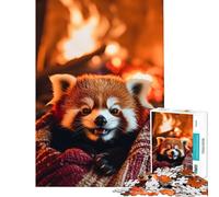 Jigsaw Puzzles for Teenagers 1000 Pieces Red Panda by The Fire Educational Challenge Difficult Hard Brain Teaser Game for And from 14 Years And over (38x26cm)