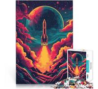 Jigsaw Puzzles for teenagers 1000 Pieces Rocket Launch into Space Lernspielzeug mit passendem Poster und Quizblatt38x26cm