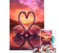 Jigsaw Puzzles for Teenagers 1000 Pieces Romantic Pink Swans Heart Challenging Game Toys Impossible Game Suitable for Couples Birthday Gifts (Size 38x52cm)
