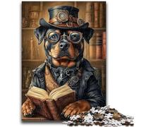 Jigsaw Puzzles for Teenagers 1000 Pieces Rottweiler Reading Vibrant And Unique Design Relaxing & Challenging Puzzle Experience 26x38cm