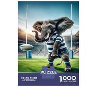 Jigsaw Puzzles for Teenagers 1000 Pieces Rugby Elephant Mascot Poster Puzzle for Adults Relaxing Games Difficult Challenge Parent-child Interaction 52x38cm/1000pcs