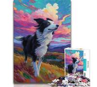 Jigsaw Puzzles for Teenagers 1000 Pieces Running Border Collie Puzzles for Adults,Stress Reliever Staycation Kill Time Parent-child Interaction (size 75x50cm)