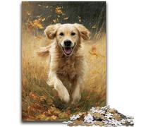 Jigsaw Puzzles for Teenagers 1000 Pieces Running Golden Retriever Adult Jigsaw,Educational Games Wall Decoration Unique Birthday And Xmas Gifts (38x26cm)