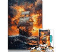 Jigsaw Puzzles for Teenagers 1000 Pieces Sailboat Oil Painting,Stress Reliever Staycation Kill Time Wishlist with Santa Claus (38x26cm)