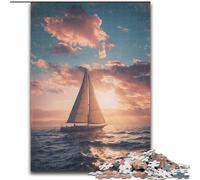 Jigsaw Puzzles for Teenagers 1000 Pieces Sailboat Sailing The Ocean, Stress Relief with Fully Interlocking Randomly Shaped Pieces for And 14 Years Old (Size 50x75cm)