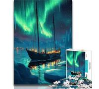 Jigsaw Puzzles for Teenagers 1000 Pieces Sailing Under The Aurora,Help The Brain Exercise Addictive Toys to Cultivate Patience Perfect Decoration 38x26cm