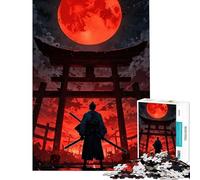 Jigsaw Puzzles for Teenagers 1000 Pieces Samurai Under Blood Moon Educational Challenge Difficult Hard Brain Teaser Game for And from 14 Years And over (38x26cm)