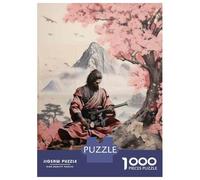 Jigsaw Puzzles for Teenagers 1000 Pieces Samurai with Rifle in Cherry Blossom Forest Puzzle for Adults Relaxing Games Difficult Challenge Parent-child Interaction 70x50cm/1000pcs