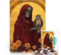 Jigsaw Puzzles for teenagers 1000 Pieces Santa Muerte with Owl Stress Reliever Staycation Kill time 50x75cm A Work of Art for 14+