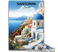 Jigsaw Puzzles for Teenagers 1000 Pieces Santorini Greece Travel 1000 Piece Jigsaw,Artistic Wall Decor & Birthday Gift Idea for Friends, Home Office (50x75cm)
