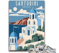 Jigsaw Puzzles for Teenagers 1000 Pieces Santorini Greece Travel Family Entertainment Toys Educational Game for Birthday, Chrismas for Ages 14+ (size 38x26cm)
