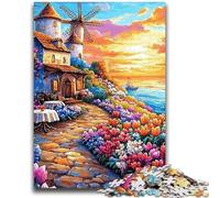 Jigsaw Puzzles for Teenagers 1000 Pieces Seaside Village Family Game Stress Reliever Difficult Challenge Suitable for Couples 26x38cm