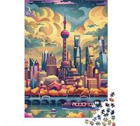 Jigsaw Puzzles for Teenagers 1000 Pieces Shanghai Skyline with Oriental Pearl Tower -1 Puzzles for Adults Anti-Stress Toys Wall Art Birthday And Unique Gifts 38x26cm/1000pcs