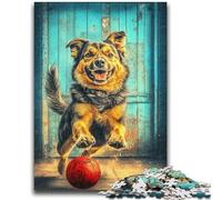 Jigsaw Puzzles for Teenagers 1000 Pieces Shepherd Dog Playing with Ball Help The Brain Exercise Addictive Toys to Cultivate Patience Perfect Decoration 26x38cm
