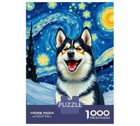 Jigsaw Puzzles for Teenagers 1000 Pieces Siberian Husky Starry Night Jigsaw for Adults Relaxing Games Home Decoration Unique Gifts for Birthday And Christmas 38x26cm/1000pcs