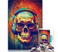 Jigsaw Puzzles for Teenagers 1000 Pieces Skeleton Wearing Headphones,for Educational Game Challenge Toy Deal As Gifts for The Whole Family 50x75cm