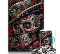 Jigsaw Puzzles for Teenagers 1000 Pieces Skull Cowboy,Stress Reliever Staycation Kill Time Enhance Love between Couples (75x50cm)