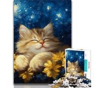 Jigsaw Puzzles for Teenagers 1000 Pieces Sleeping Cat Teenager Puzzles,Educational Family Game Suitable for Desktop Decoration 26x38cm