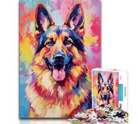 Jigsaw Puzzles for Teenagers 1000 Pieces Smiling German Shepherd Adult Puzzles,Relax Games Is Ideal As A Gift for The Whole Family (size 75x50cm)