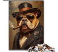 Jigsaw Puzzles for Teenagers 1000 Pieces Smoking Bulldog, Learning Educational Toys Family Games Unique Birthday And Gifts (Size 50x75cm)
