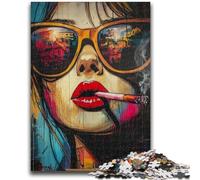 Jigsaw Puzzles for Teenagers 1000 Pieces Smoking Woman Adult Puzzles,Fun Games Wall Decoration Unique Birthday And Xmas Gifts (50x75cm)