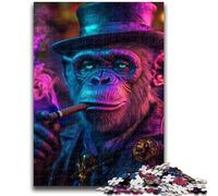 Jigsaw Puzzles for Teenagers 1000 Pieces Smoky Chimpanzee Adult Jigsaw,Staycation Kill Time with Fully Interlocking Randomly Shaped Pieces (75x50cm)