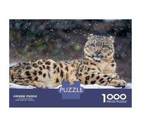 Jigsaw Puzzles for Teenagers 1000 Pieces Snow Leopard Resting in Winter Snowfall Teenager Puzzles Relax Games Perfect Decoration Birthday And Unique Gifts 52x38cm/1000pcs