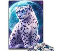 Jigsaw Puzzles for Teenagers 1000 Pieces Snow Leopard Under The Moon Teenager Puzzles,Educational Family Game Suitable for Desktop Decoration (26x38cm)