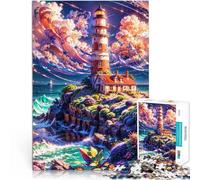 Jigsaw Puzzles for teenagers 1000 Pieces Spectral Shores Lighthouse Analyse und Logik Wanddekoration75x50cm