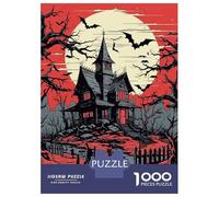 Jigsaw Puzzles for Teenagers 1000 Pieces Spooky Haunted House with Bats Jigsaw for Adults Toy Wall Decor Improve Memory Birthday And Unique Gifts 52x38cm/1000pcs