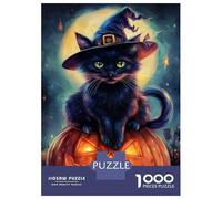 Jigsaw Puzzles for Teenagers 1000 Pieces Spooky Pumpkin Cat Jigsaw for Adults Relaxing Games Home Decoration Unique Gifts for Birthday And Christmas 70x50cm/1000pcs