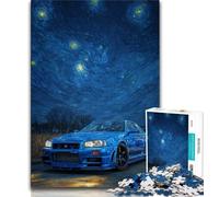 Jigsaw Puzzles for Teenagers 1000 Pieces Sports Car Under The Night Sky Puzzles for Adults,Stress Reliever Staycation Kill Time Parent-child Interaction (size 38x26cm)