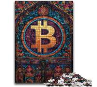 Jigsaw Puzzles for Teenagers 1000 Pieces Stained Glass Bitcoin Help The Brain Exercise Addictive Toys to Cultivate Patience Suitable for Couples 26x38cm