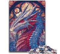 Jigsaw Puzzles for Teenagers 1000 Pieces Stained Glass Dragon Educational Family Game Deal As Gifts for The Whole Family for And Age 14 Years Up 26x38cm