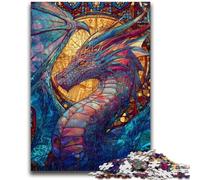 Jigsaw Puzzles for Teenagers 1000 Pieces Stained Glass Dragon for Age 14 Years And over Beautiful Design GameBeautiful Design Game Great Gift 50x75cm