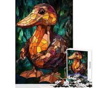 Jigsaw Puzzles for Teenagers 1000 Pieces Stained Glass Duckling Hands-on Game Difficult Hard Anti-Stress Toys Improving Love between Couples (38X52CM)