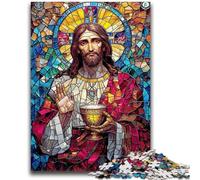 Jigsaw Puzzles for Teenagers 1000 Pieces Stained Glass Jesus Help The Brain Exercise Addictive Toys to Cultivate Patience Suitable for Couples 26x38cm