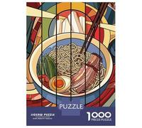 Jigsaw Puzzles for Teenagers 1000 Pieces Stained Glass Ramen Bowl Jigsaws for Adults Brain Teaser Game Home Decoration Parent-child Interaction 38x26cm/1000pcs