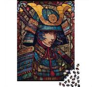 Jigsaw Puzzles for Teenagers 1000 Pieces Stained Glass Samurai Art Print Puzzle for Adults Relaxing Games Home Decoration for Is Ideal As A Gift 52x38cm/1000pcs