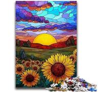Jigsaw Puzzles for Teenagers 1000 Pieces Stained Glass Sunflowers 1000 Pieces for Adults,family Fun Games Is Ideal As A Gift for The Whole Family (50x75cm)